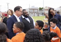 May 3, 2024: Sens. Tartaglione and Hughes participated today in a news conference outside John Welsh School in Philadelphia with Gov. Josh Shapiro in support of the governor’s proposed $100 million increase in violence prevention funding included in his budget proposal.