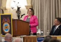 April 29, 2024: Sens. Lindsey  Williams and Tartaglione addressed the more than 200 delegates attending the annual convention of the Pennsylvania Conference of Teamsters at the Hotel Hershey in Derry Township, Dauphin County.  The conference, celebrating its 40th anniversary this year, represents 95,000 members in Pennsylvania.